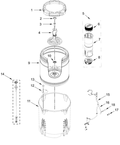Basket And Tub Parts Diagram and Parts List for MVW6500MW1  Whirlpool Washer