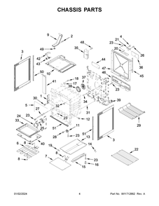 Chassis Parts Diagram and Parts List for WEEA25H0HZ5  Whirlpool Range