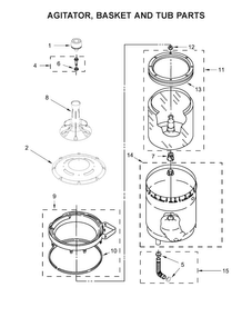 Agitator, Basket And Tub Parts Diagram and Parts List for WET4027EW0  Whirlpool Washer Dryer Combo