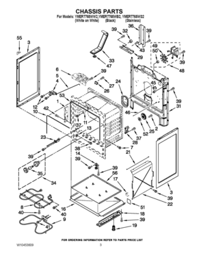 03 - CHASSIS PARTS Diagram and Parts List for YMER7765WS2  Whirlpool Range