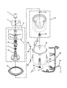 Basket And Tub Parts Diagram and Parts List for 11021182013  Kenmore Washer