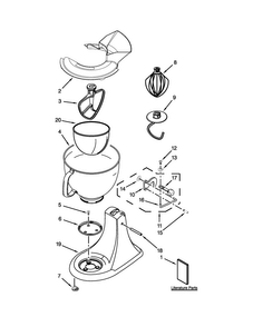 Base And Pedestal Unit Diagram and Parts List for 9KSM160FGBU0  KitchenAid Mixer