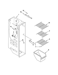Freezer Liner Parts Diagram and Parts List for 10651113210  Kenmore Refrigerator