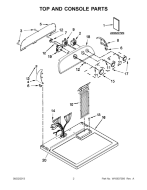 02 - TOP AND CONSOLE PARTS Diagram and Parts List for YWED4800BQ0  Whirlpool Dryer