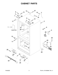 Cabinet Parts Diagram and Parts List for WRF535SWHZ05  Whirlpool Refrigerator