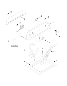 Top And Console Parts Diagram and Parts List for 1107012511  Kenmore Dryer