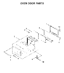 Oven door parts Diagram and Parts List for WOS51EC7HS02  Whirlpool Wall Oven