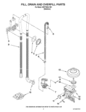 FILL, DRAIN AND OVERFILL PARTS Diagram and Parts List for WDT790SLYM1  Whirlpool Dishwasher