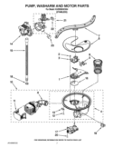 PUMP, WASHARM AND MOTOR PARTS Diagram and Parts List for KUDE60HXSS4  KitchenAid Dishwasher
