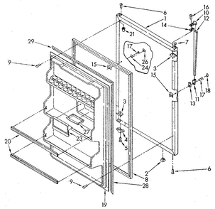 Refrigerator Door Diagram and Parts List for ET16JKXSN02  Whirlpool Refrigerator