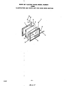 Oven Door Diagram and Parts List for F5258*0  Roper Range