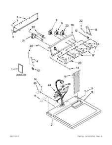 Top And Console Parts Diagram and Parts List for 11065102310  Kenmore Dryer