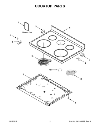 Cooktop Parts Diagram and Parts List for WFE535S0JS0  Whirlpool Range