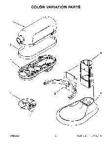 Color Variation Parts Diagram and Parts List for 5KSM7591XDWH0  KitchenAid Mixer
