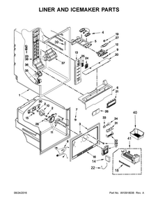 Liner And Icemaker Parts Diagram and Parts List for WRF560SMYE04  Whirlpool Refrigerator
