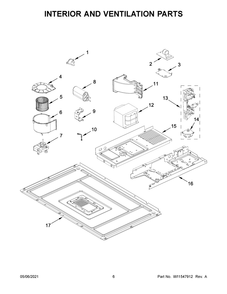 Interior And Ventilation Parts Diagram and Parts List for YKMBT5011KS01  Whirlpool Microwave