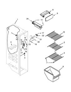 Freezer Liner Parts Diagram and Parts List for KSF22C4CYY00  KitchenAid Refrigerator
