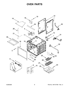 Oven Parts Diagram and Parts List for KFGC506JBK01  Whirlpool Range