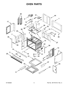Oven Parts Diagram and Parts List for KOEC530PWH00  KitchenAid Microwave Oven Combo
