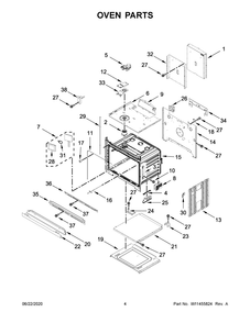 Oven Parts Diagram and Parts List for KODE507EBL05  Whirlpool Microwave Oven Combo