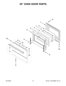 30 Inch Oven Door Parts Diagram and Parts List for JGRP548HM01  Whirlpool Range