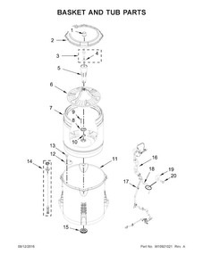 Basket And Tub Parts Diagram and Parts List for 11022442512  Kenmore Washer
