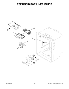 Refrigerator Liner Parts Diagram and Parts List for WRF532SNHZ05  Whirlpool Refrigerator
