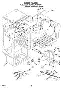 LINER PARTS Diagram and Parts List for RT18BKXKQ01  Roper Refrigerator