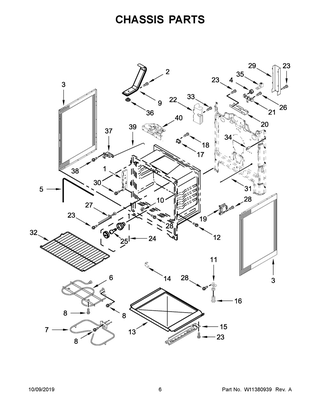 Chassis Parts Diagram and Parts List for WFE525S0JS0  Whirlpool Range