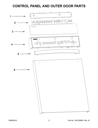 Control Panel And Outer Door Parts Diagram and Parts List for WDF550SAHS0  Whirlpool Dishwasher