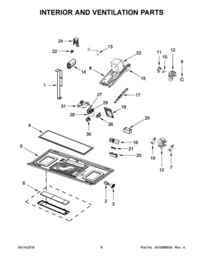 04 - INTERIOR AND VENTILATION PARTS Diagram and Parts List for YKMHS120EB1  Whirlpool Microwave