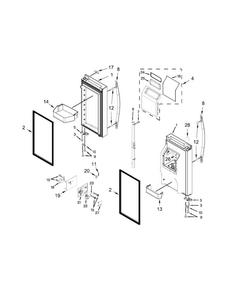 Refrigerator Door Parts Diagram and Parts List for WRV996FDEE00  Whirlpool Refrigerator