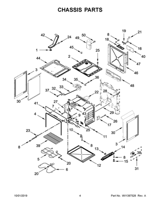 Chassis Parts Diagram and Parts List for WEC310S0FS4  Whirlpool Range