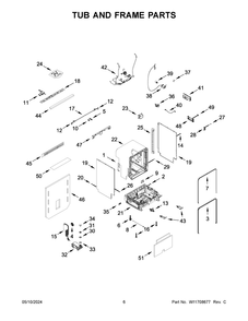 Tub And Frame Parts Diagram and Parts List for KDTF924PPA0  KitchenAid Dishwasher