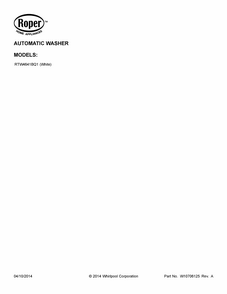Cover Sheet Diagram and Parts List for RTW4641BQ1  Roper Washer