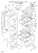 REFRIGERATOR LINER Diagram and Parts List for 3XARG458GD00  Whirlpool Refrigerator