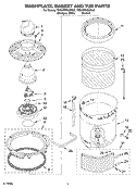 WASHPLATE, BASKET AND TUB PARTS Diagram and Parts List for 7MGVW9959KQ3  Whirlpool Washer