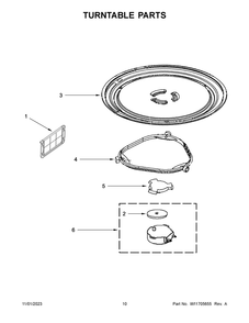 Turntable Parts Diagram and Parts List for YWMH31017HB09  Whirlpool Microwave