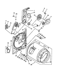Bulkhead Parts Diagram and Parts List for 3DWED4900YW1  Whirlpool Dryer