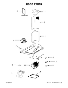 Hood Parts Diagram and Parts List for GXW7230DAS1  Whirlpool Range Hood