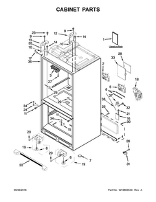 Cabinet Parts Diagram and Parts List for 7WF736SDAM14  Whirlpool Refrigerator