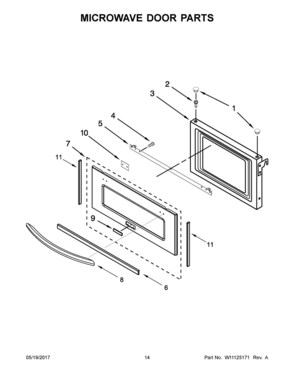 08 - MICROWAVE DOOR PARTS Diagram and Parts List for JMW2427WS03  Whirlpool Microwave