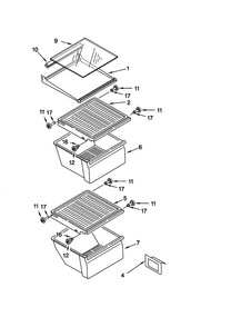 Refrigerator Shelf Diagram and Parts List for ED25GWXFW00  Whirlpool Refrigerator