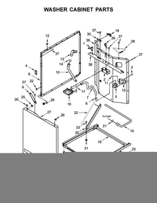 Washer Cabinet Parts Diagram and Parts List for WETLV27FW0  Whirlpool Washer Dryer Combo