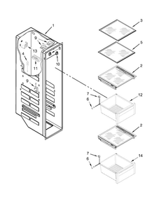 Freezer Liner Parts Diagram and Parts List for WRS950SIAM01  Whirlpool Refrigerator