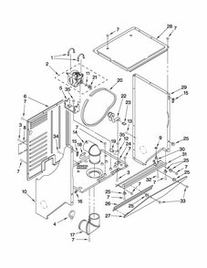 Dryer Cabinet And Motor Parts Diagram and Parts List for 11080754006  Kenmore Washer Dryer Combo