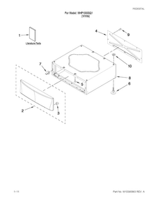 Cabinet Parts Diagram and Parts List for MHP1000SQ1  Whirlpool Laundry Accessories