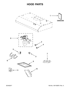 Hood Parts Diagram and Parts List for UXT4130ADW2  Whirlpool Range Hood