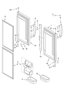 Refrigerator Door Parts Diagram and Parts List for GX5SHDXTQ11  Whirlpool Refrigerator