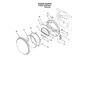 Door Parts Diagram and Parts List for WGD8410SW2  Whirlpool Dryer